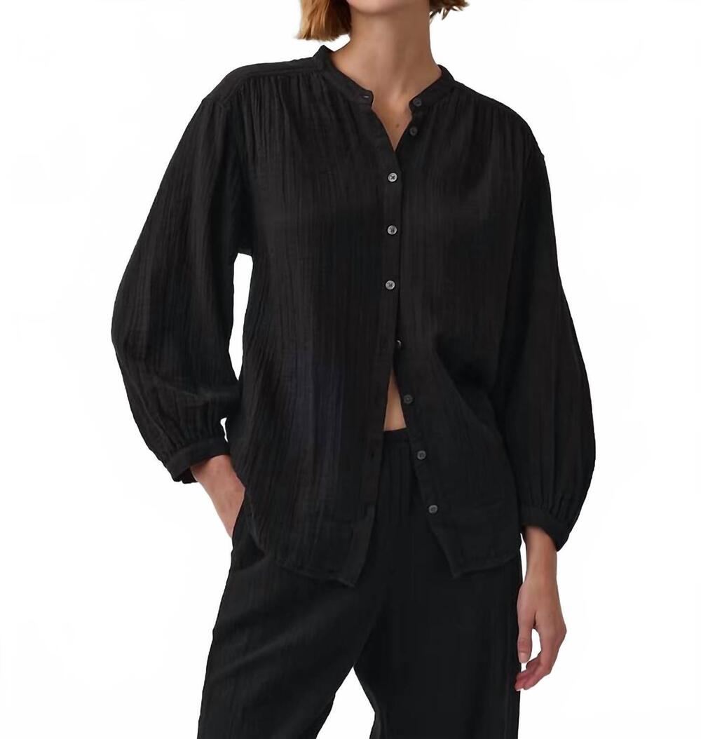 NEW NEW IN cotton gauze oversized shirt in black